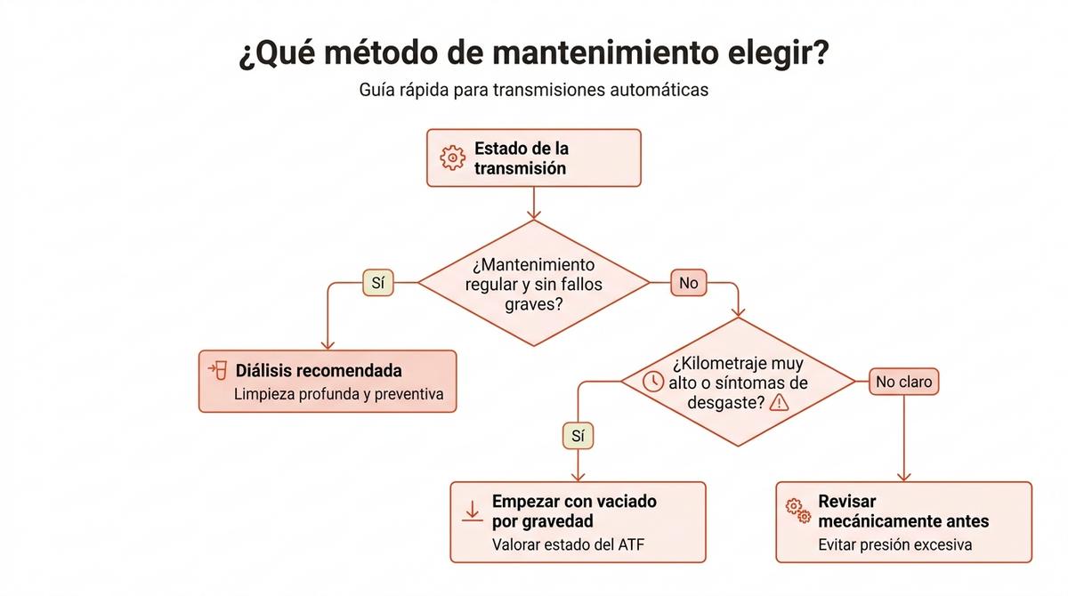 Diagrama De Decision Para Elegir Entre Dialisis O Vaciado Por Gravedad Segun El Estado De La Transmision Automatica