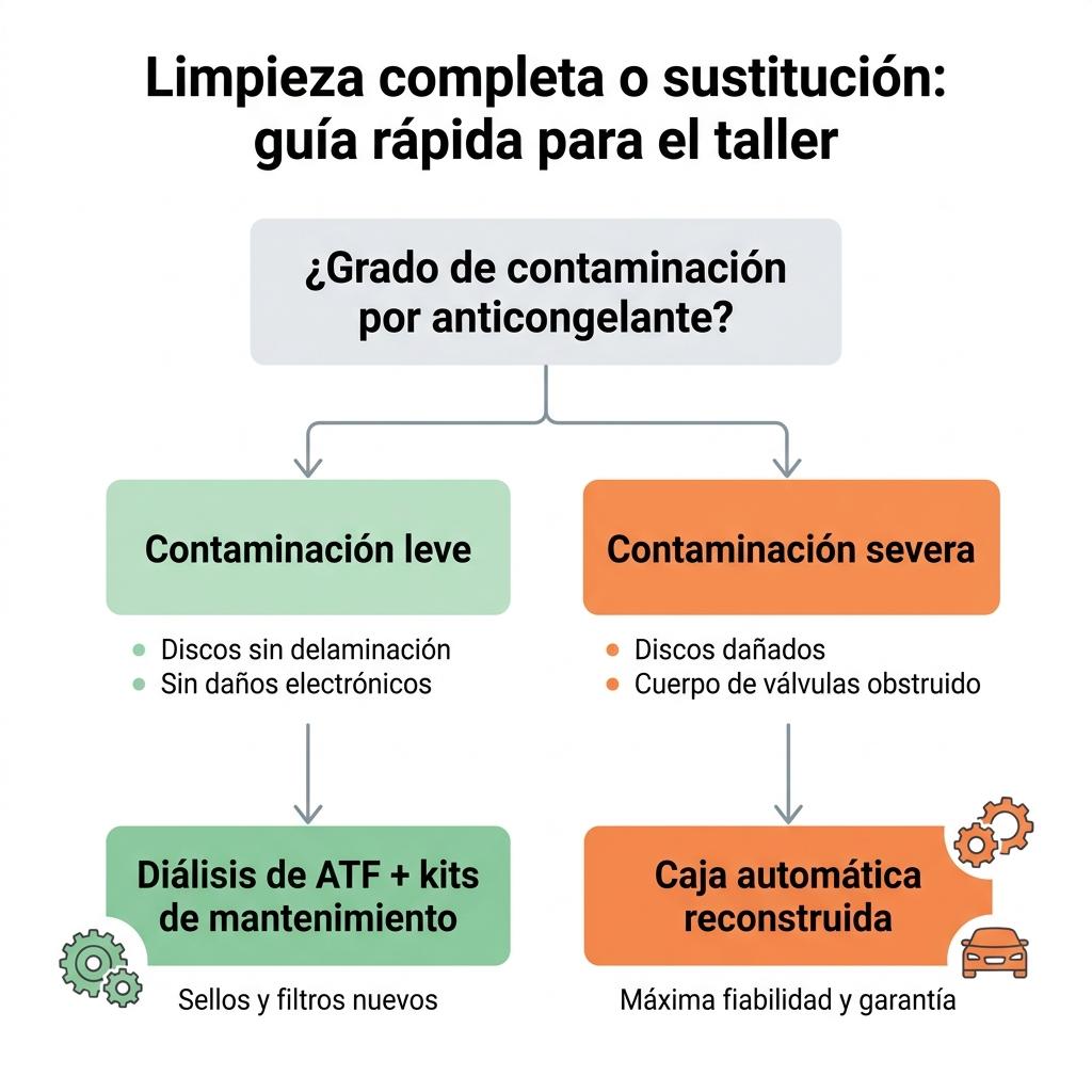 Diagrama De Decision Que Compara La Dialisis Del Atf Frente A La Sustitucion Por Una Caja Automatica Reconstruida