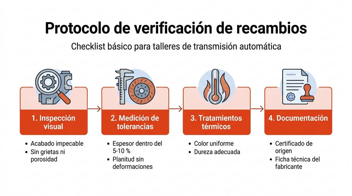 Diagrama De Flujo Con Los Pasos Para Verificar La Calidad Y Compatibilidad De Un Recambio De Caja De Cambios