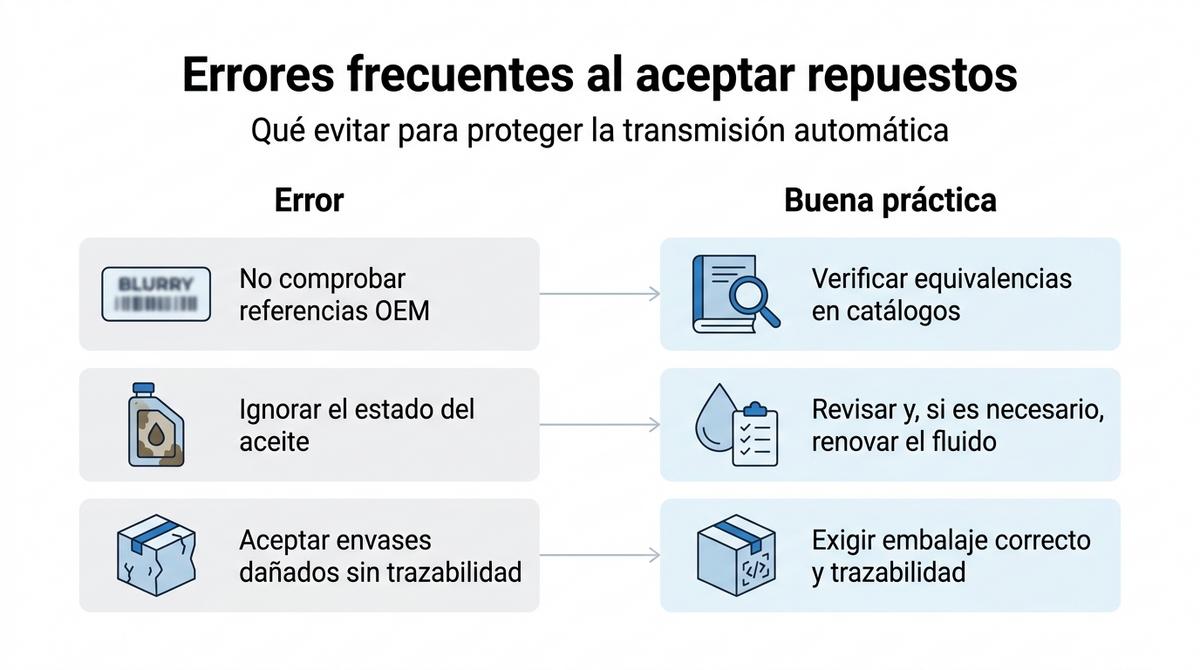 Diagrama Que Relaciona Errores Comunes Al Aceptar Repuestos Con Las Buenas Practicas Recomendadas