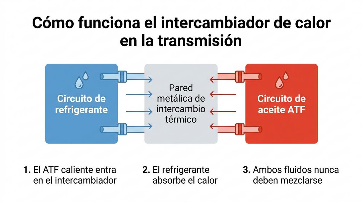 Esquema De Dos Circuitos Separados De Refrigerante Y Aceite Atf Conectados Por Un Intercambiador De Calor