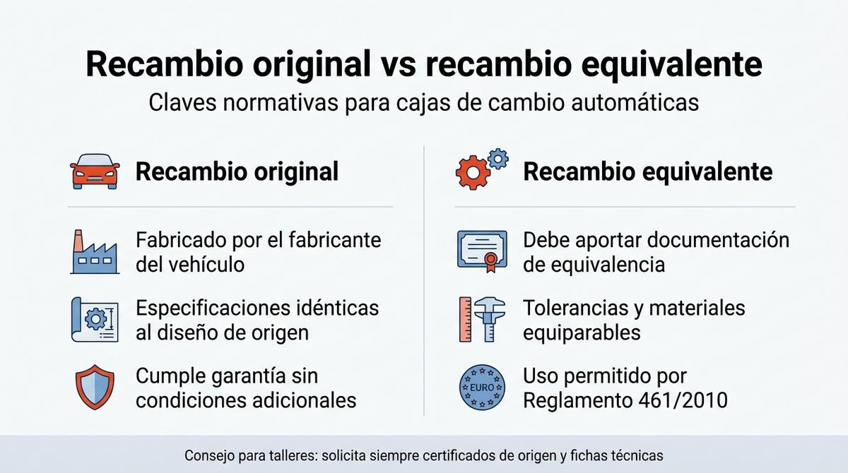 Infografia Comparativa Entre Recambio Original Y Recambio Equivalente Para Cajas De Cambio Automaticas