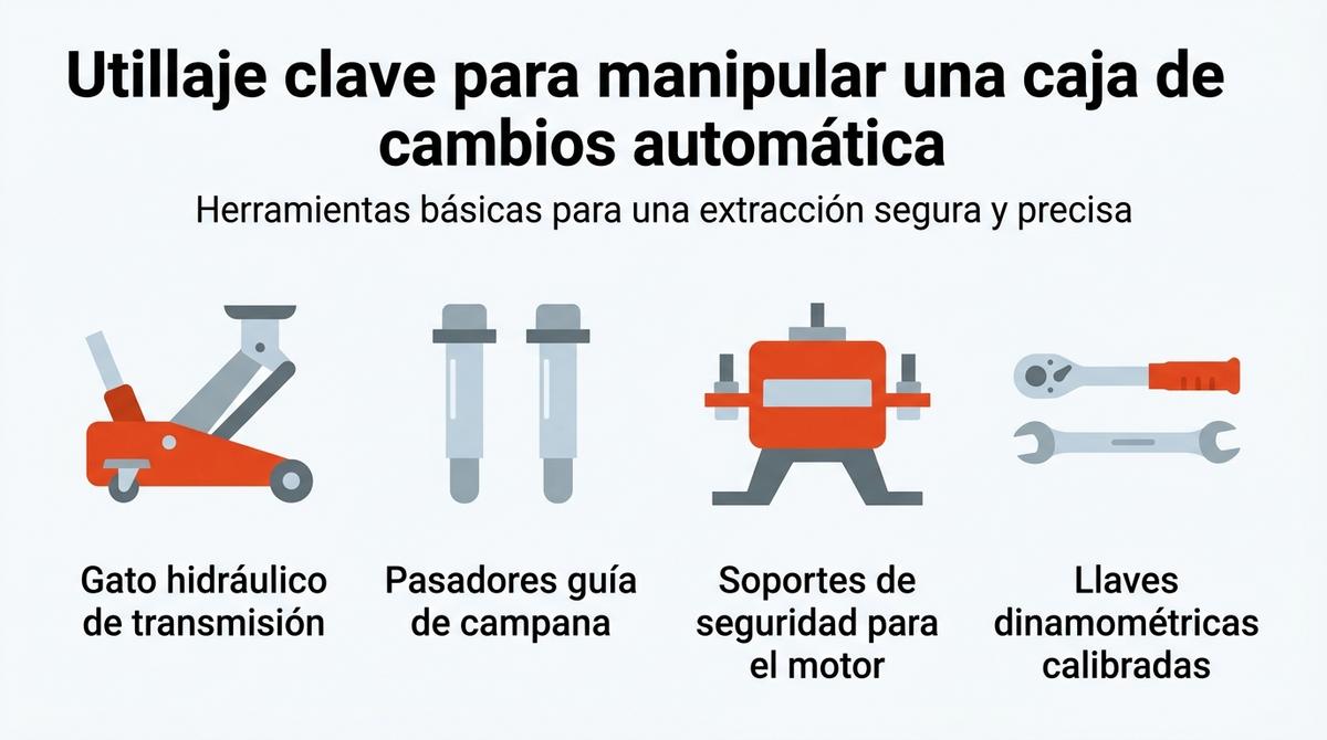 Infografia Con Las Herramientas Basicas Necesarias Para Desmontar Y Montar Una Caja De Cambios Automatica