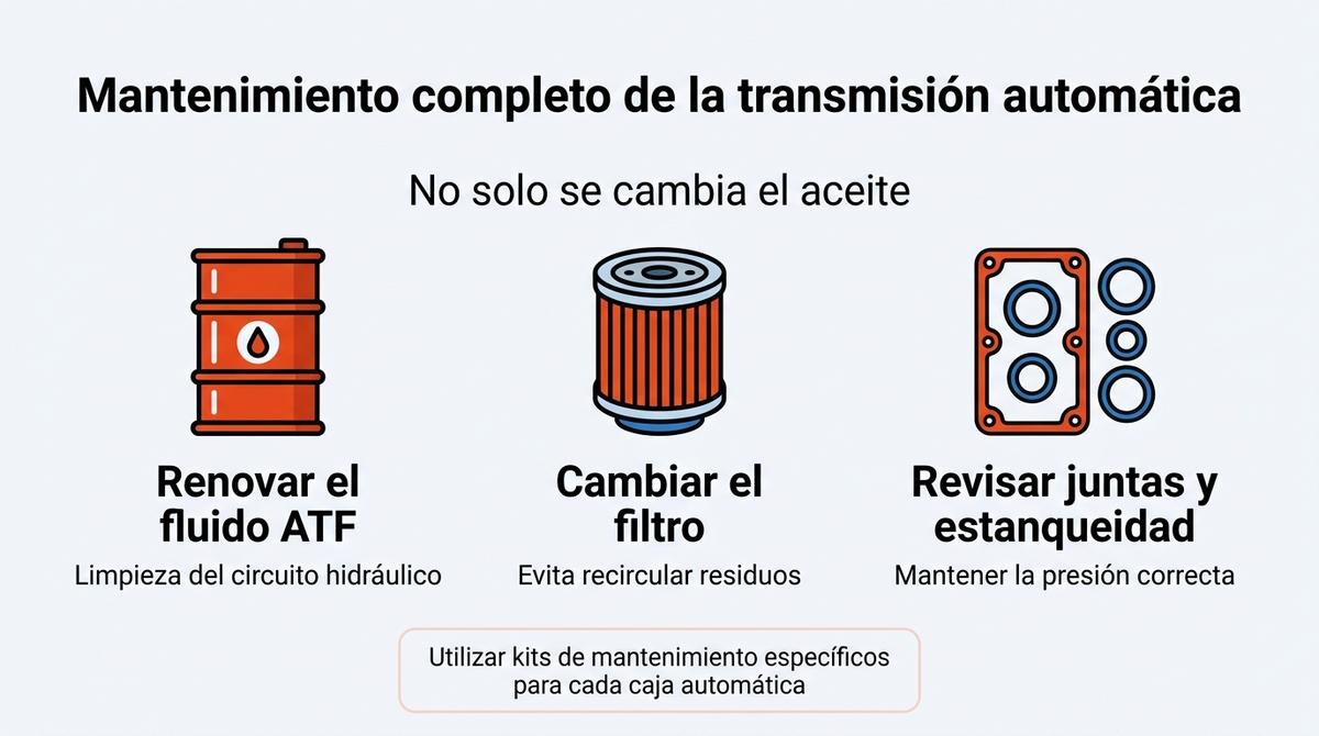 Infografia Que Resume Los Elementos Clave Del Mantenimiento Completo De Una Transmision Automatica