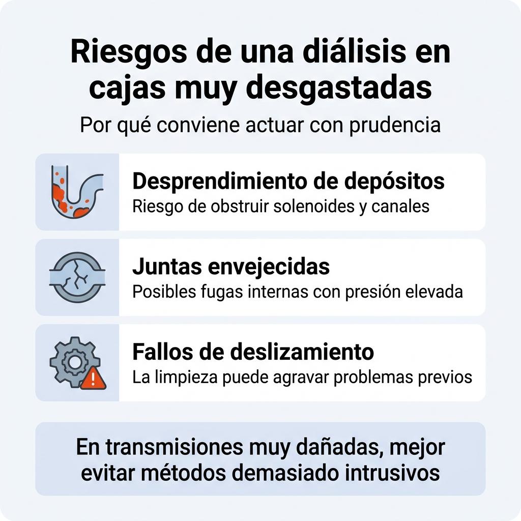 Infografia Sobre Los Riesgos De Aplicar Dialisis En Transmisiones Automaticas Muy Desgastadas